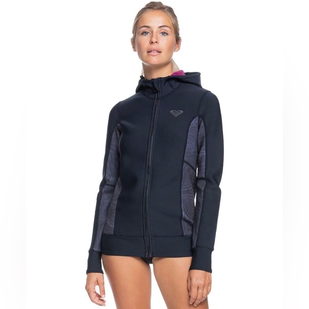 Roxy Womens 1.0 Syncro Paddle Front Zip Hooded Jacket FLT Wetsuit Top